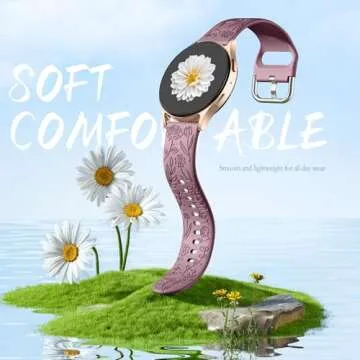 SNBLK Floral Engraved Bands for Galaxy Watch 7 Women
