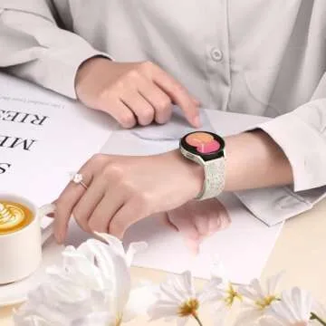 SNBLK Floral Engraved Bands for Galaxy Watch 7 Women