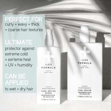 ILES FORMULA Haute Performance Curl Reviver Spray - Anti-Frizz & Anti-Humidity Leave-In Conditioning Serum - Defines, Adds Texture, Style Curly or Wavy Hair, 6.8 Fl Oz (200 ML)