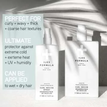 ILES FORMULA Haute Performance Curl Reviver Spray - Anti-Frizz & Anti-Humidity Leave-In Conditioning Serum - Defines, Adds Texture, Style Curly or Wavy Hair, 6.8 Fl Oz (200 ML)