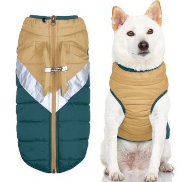 Gooby Mountaineer Dog Jacket - Sand, X-Large - Warm Zip Up Coat with Lift Handle and Dual O Ring Lea...