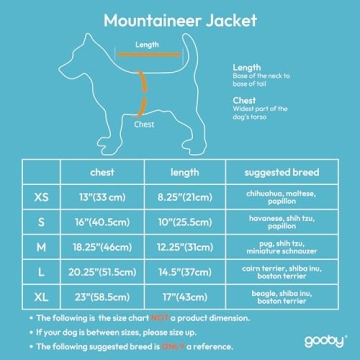 Gooby Mountaineer Dog Jacket for Small Dogs - Warm & Easily Washable