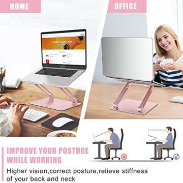 Laptop Stand, Adjustable Computer Riser Notebook Holder for Laptop, Ergonomic Foldable Portable Laptop Lift for Desk, Compatible for Apple MacBook Pro/Air, Dell, Lenovo, ASUS , HP, (10-17 inches) PC