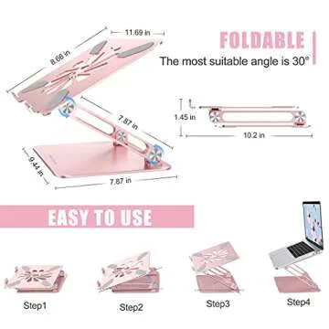 Laptop Stand, Adjustable Computer Riser Notebook Holder for Laptop, Ergonomic Foldable Portable Laptop Lift for Desk, Compatible for Apple MacBook Pro/Air, Dell, Lenovo, ASUS , HP, (10-17 inches) PC