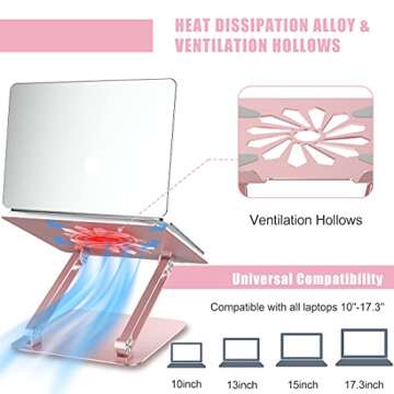 Laptop Stand, Adjustable Computer Riser Notebook Holder for Laptop, Ergonomic Foldable Portable Laptop Lift for Desk, Compatible for Apple MacBook Pro/Air, Dell, Lenovo, ASUS , HP, (10-17 inches) PC