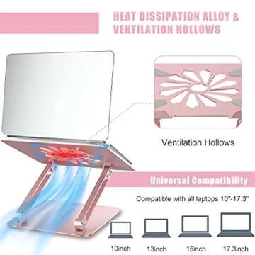 Laptop Stand, Adjustable Computer Riser Notebook Holder for Laptop, Ergonomic Foldable Portable Laptop Lift for Desk, Compatible for Apple MacBook Pro/Air, Dell, Lenovo, ASUS , HP, (10-17 inches) PC