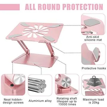 Laptop Stand, Adjustable Computer Riser Notebook Holder for Laptop, Ergonomic Foldable Portable Laptop Lift for Desk, Compatible for Apple MacBook Pro/Air, Dell, Lenovo, ASUS , HP, (10-17 inches) PC