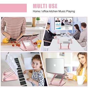 Laptop Stand, Adjustable Computer Riser Notebook Holder for Laptop, Ergonomic Foldable Portable Laptop Lift for Desk, Compatible for Apple MacBook Pro/Air, Dell, Lenovo, ASUS , HP, (10-17 inches) PC