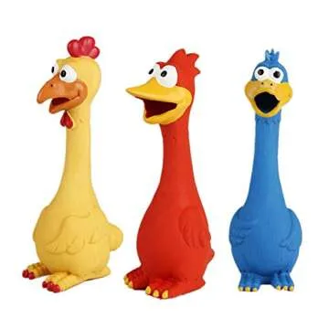 Tamu style Rubber Chicken Squeaky Dog Toys for Small, Medium or Large Pet Breeds, Play Fetch, Reduce...