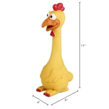 Tamu style Rubber Chicken Squeaky Dog Toys for Small, Medium or Large Pet Breeds, Play Fetch, Reduce Separation Anxiety