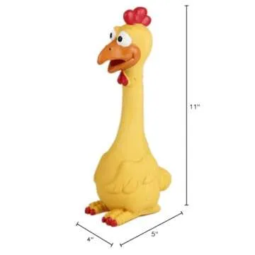 Tamu style Rubber Chicken Squeaky Dog Toys for Small, Medium or Large Pet Breeds, Play Fetch, Reduce Separation Anxiety