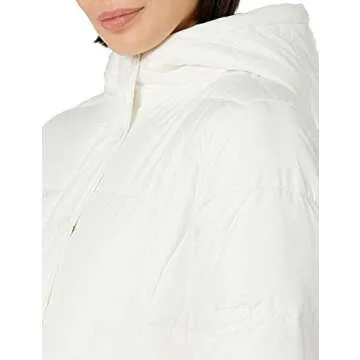 Amazon Essentials Women's Heavyweight Quilted Long-Sleeve Hooded Puffer Coat (Available in Plus Size), Ivory, Small
