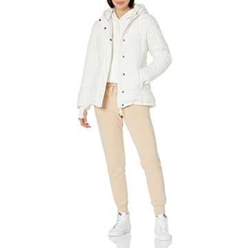 Amazon Essentials Women's Heavyweight Quilted Long-Sleeve Hooded Puffer Coat (Available in Plus Size), Ivory, Small