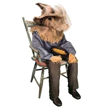Spirit Halloween Sitting Scarecrow Animatronic | Halloween Décor | Horror Décor | 4.5 Feet | Scary Decoration | Motion and Sound Activated.