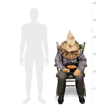 Spirit Halloween Sitting Scarecrow Animatronic | Halloween Décor | Horror Décor | 4.5 Feet | Scary Decoration | Motion and Sound Activated.