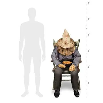 Spirit Halloween Sitting Scarecrow Animatronic | Halloween Décor | Horror Décor | 4.5 Feet | Scary Decoration | Motion and Sound Activated.