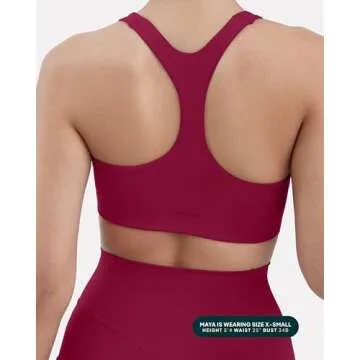 PAVOI ACTIVE Racerback Supportive Sports Bra - High Support, Scoop Neck, Removable Pads - Berry