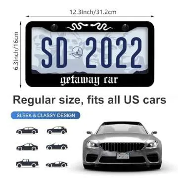 Getaway Car License Plate Frame - Stainless Steel Car Accessories Pack