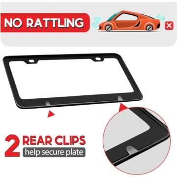 Getaway Car License Plate Frame,2 Pack License Plate Frame Car Universal Stainless Steel Accessories Cars Decor 2 Holes Screws Fits Standard US Vehicles Size