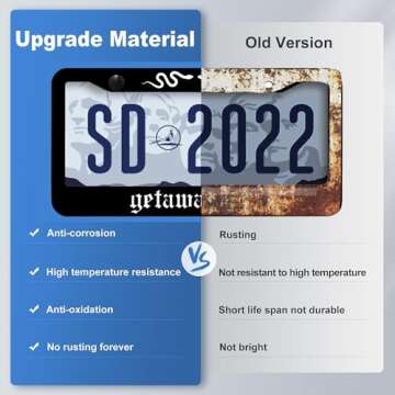 Getaway Car License Plate Frame,2 Pack License Plate Frame Car Universal Stainless Steel Accessories Cars Decor 2 Holes Screws Fits Standard US Vehicles Size