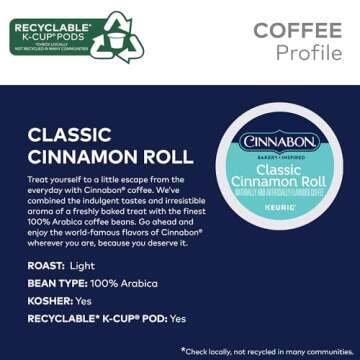 Cinnabon Classic Cinnamon Roll Keurig Single-Serve K-Cup Pods, Light Roast Coffee, 96 Count