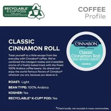 Cinnabon Classic Cinnamon Roll Keurig Single-Serve K-Cup Pods, Light Roast Coffee, 96 Count