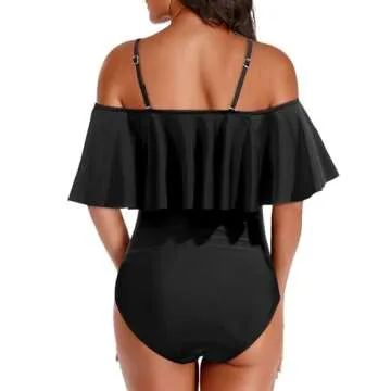 Holipick Off Shoulder One Piece Swimsuit for Women