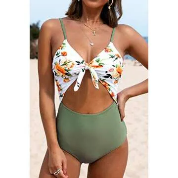 CUPSHE One Piece Floral Tie Knot Swimsuit for Women