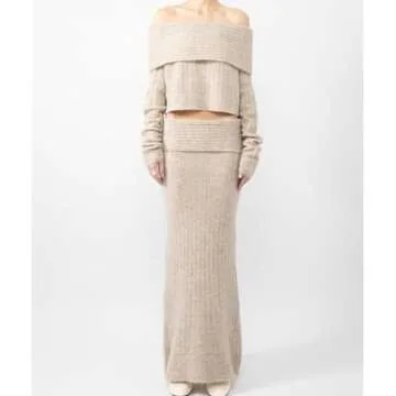 Knit Skirt Sets for Women - Elegant Off-Shoulder Style