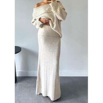 Knit Skirt Sets for Women - Elegant Off-Shoulder Style