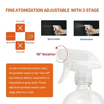 HOMBYS 16 Oz Adjustable Nozzle Glass Spray Bottle