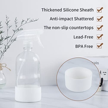 HOMBYS 16 Oz Adjustable Nozzle Glass Spray Bottle