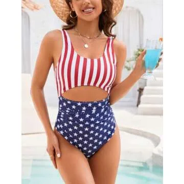 VIMPUNEC American Flag Swimsuits for Women 4th of July