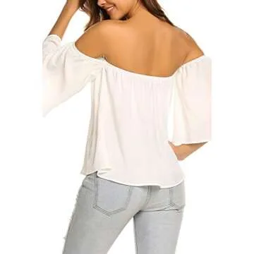 Bluetime Women Off The Shoulder Chiffon Tops Summer