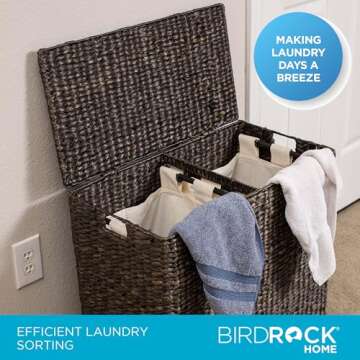 Stylish Handwoven Double Laundry Hamper with Liner Bags