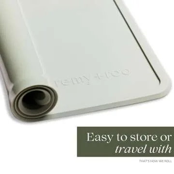 Remy+Roo Sage Silicone Dog Food Mat for Pet Bowls | Cat Food Mat | Premium Dog Bowl Mat | Dog Food Mats for Floors Waterproof100% | Non-Slip Pet Bowl Mat | Dishwasher Safe | Dog Mat for Food and Water