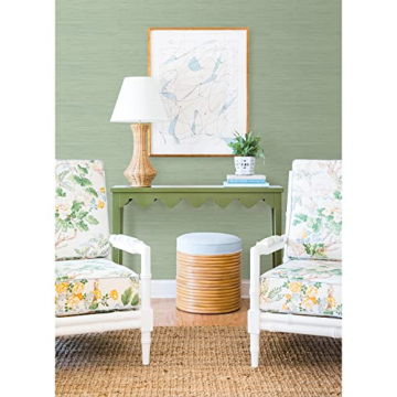 Sage Green Faux Grasscloth Peel and Stick Wallpaper