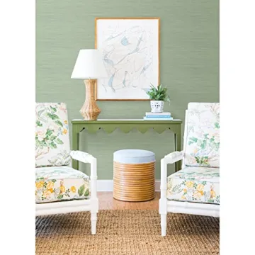 Sage Green Faux Grasscloth Peel and Stick Wallpaper