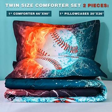 Andency Baseball Comforter Twin Set for Kids
