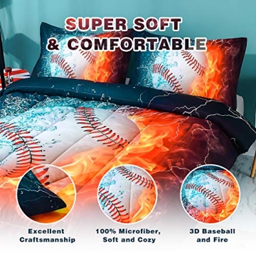 Andency Baseball Comforter Twin Set for Kids