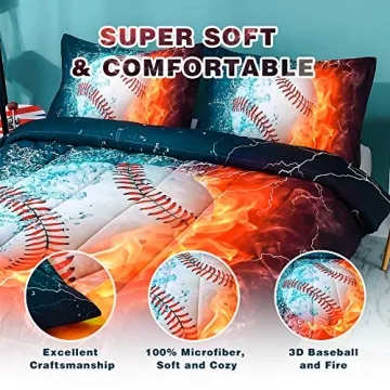 Andency Baseball Comforter Twin Set for Kids