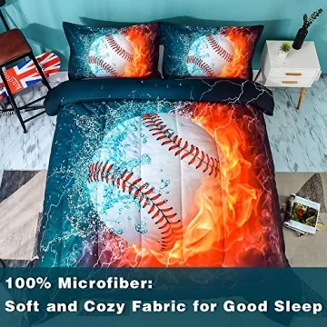 Andency Baseball Comforter Twin Set for Kids