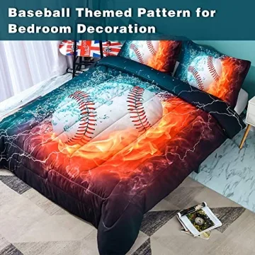 Andency Baseball Comforter Twin Set for Kids