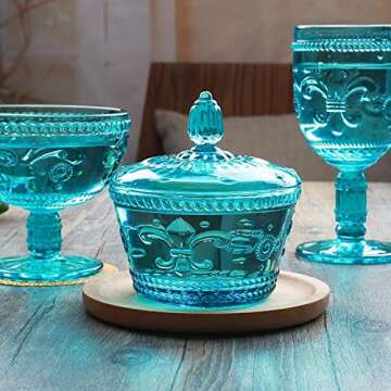 MASSJOY Set of 2 European Retro Nostalgic 3D Relief Pink Glass Jar Candy Jar Seasoning Jar with Lid