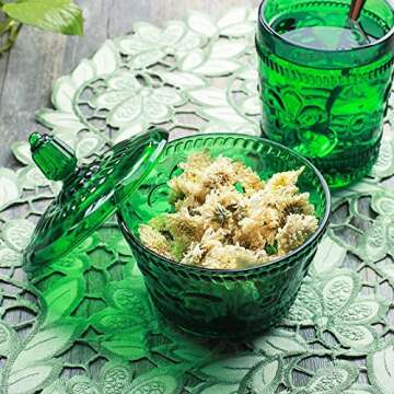 MASSJOY Set of 2 European Retro Nostalgic 3D Relief Pink Glass Jar Candy Jar Seasoning Jar with Lid