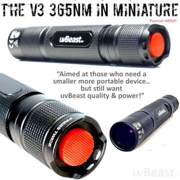 uvBeast V3 365nm Mini UV Flashlight – Portable High Power Black Light
