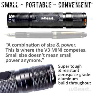 uvBeast V3 365nm Mini Black Light UV Flashlight