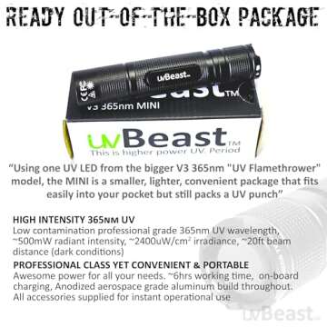 uvBeast V3 365nm Mini Black Light UV Flashlight