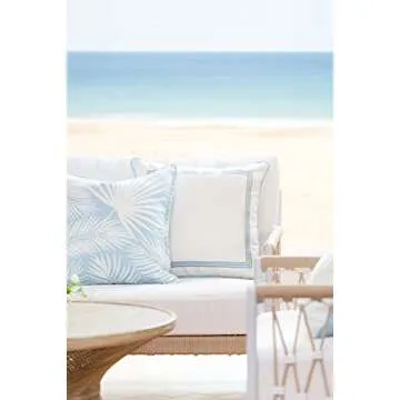 Hofdeco Premium Coastal Hampton Style Patio Indoor Outdoor Pillow Cover Only, 20"x20" Water Resistan...