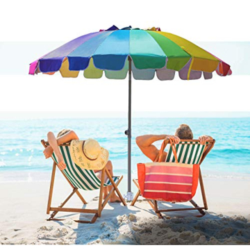 AMMSUN Beach Umbrella with Tilt & Sand Anchor for Wind Protection